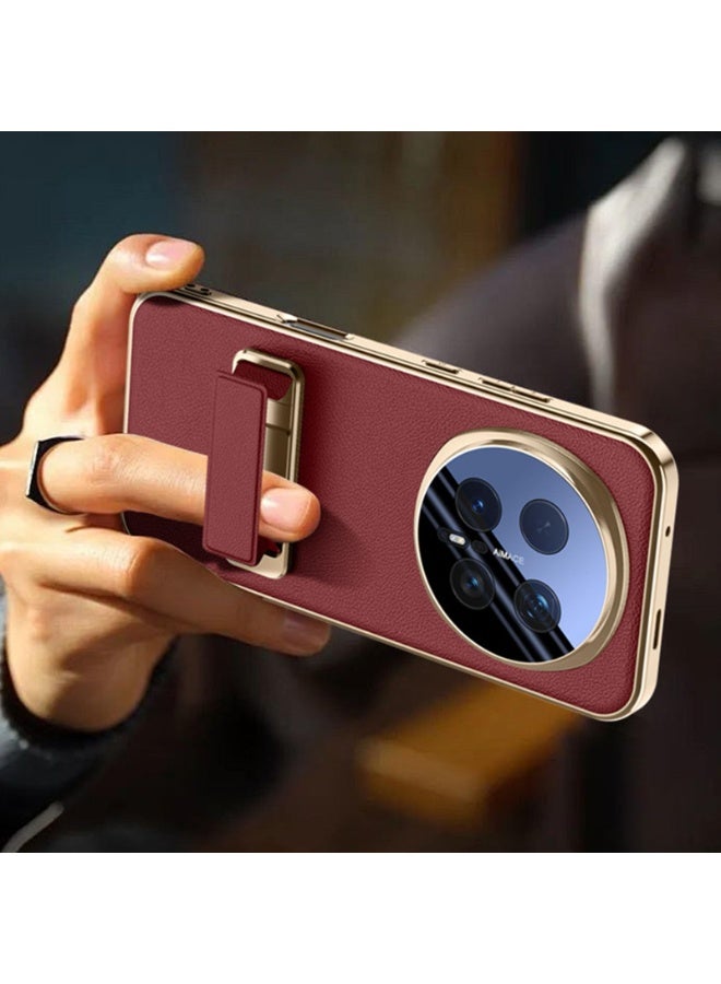 عام غطاء جلد لهونر ماجيك 8 برو، حافة مطلية بالذهب فاخرة، غطاء مصغر مع حامل قائم، حماية للكاميرا، غلاف رقيق. - Image 5